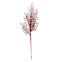 Classic Christmas Red Glittered Loop Leaf Spray
