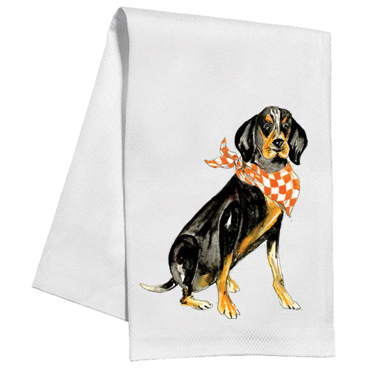 Coonhound with Orange and White Bandana Kitchen Towel