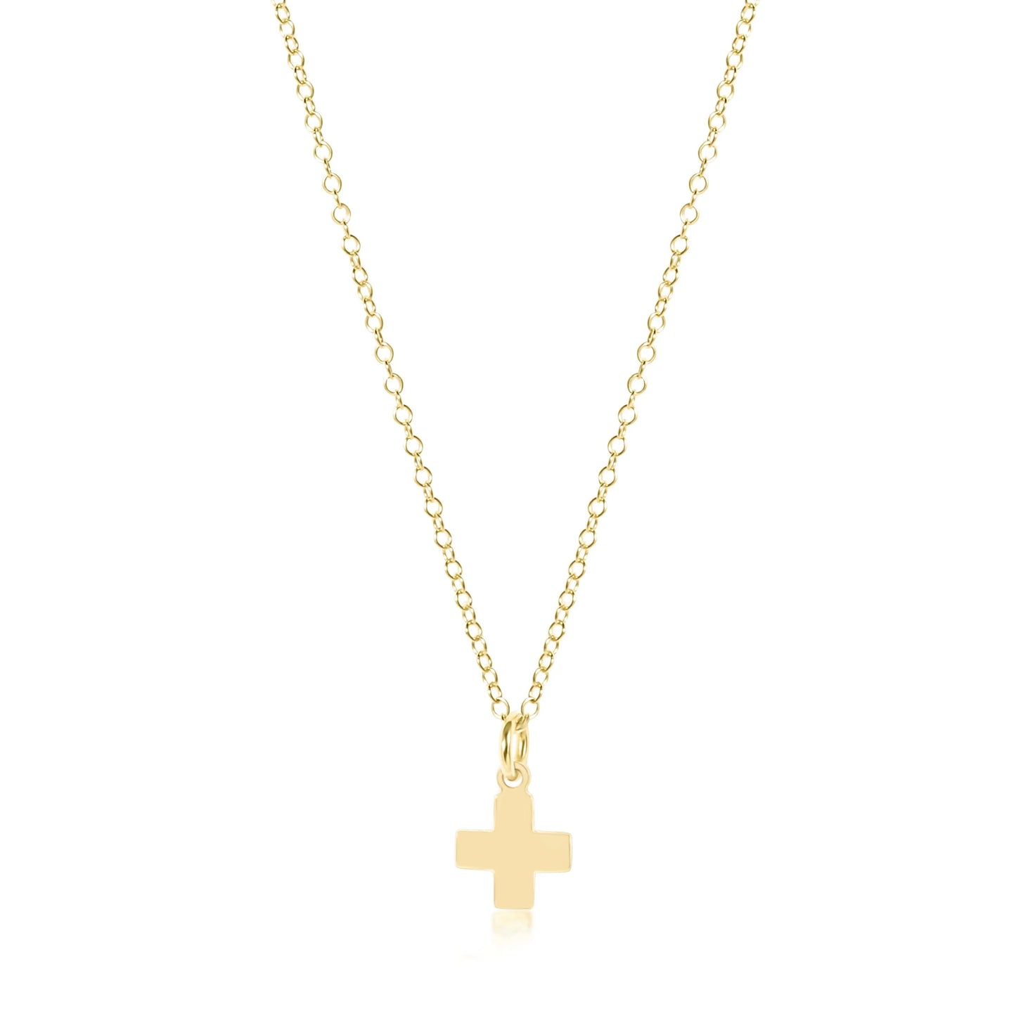 16" Gold Neck-Signature Cross Small Gold Charm