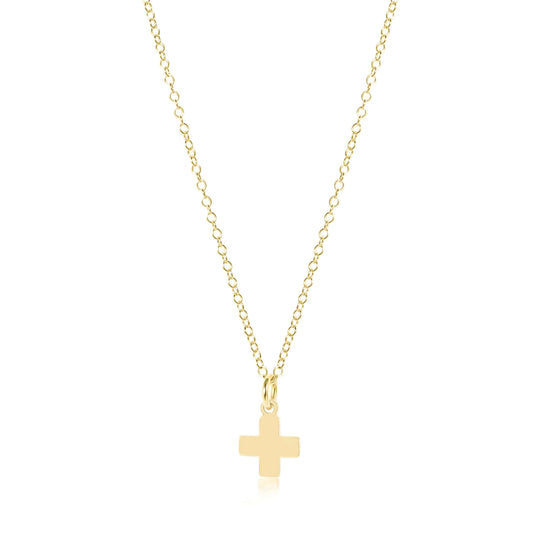 16" Gold Neck-Signature Cross Small Gold Charm