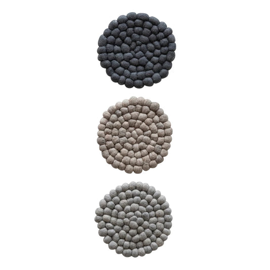 7 1/2" Round Handmade Wool Felt Ball Trivet