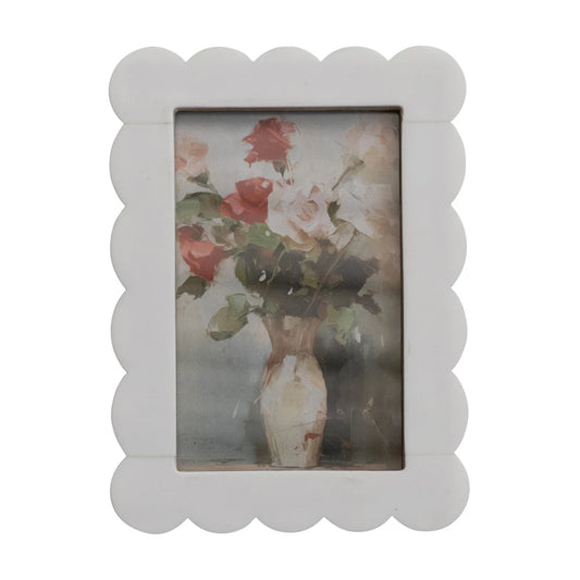 Resin & MDF Scalloped 4 X 6 Photo Frame, White
