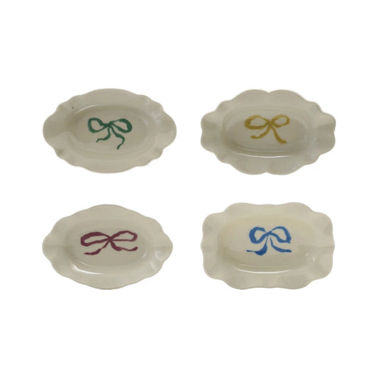 Stoneware Scalloped Dish with Bow,