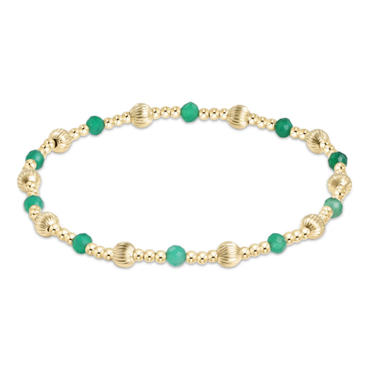 Dignity Sincerity Pattern Bead Bracelet - Green Onyx/Gold