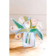 White Tulips Acrylic Bloom Block - Bitty Block