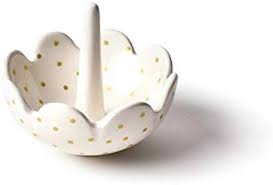 Swiss Dot Scallop Ring Dish - Gold