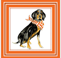 Square Placemat Coonhound With Orange and White Bandana