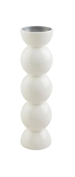 Medium White Lacquer Candlestick