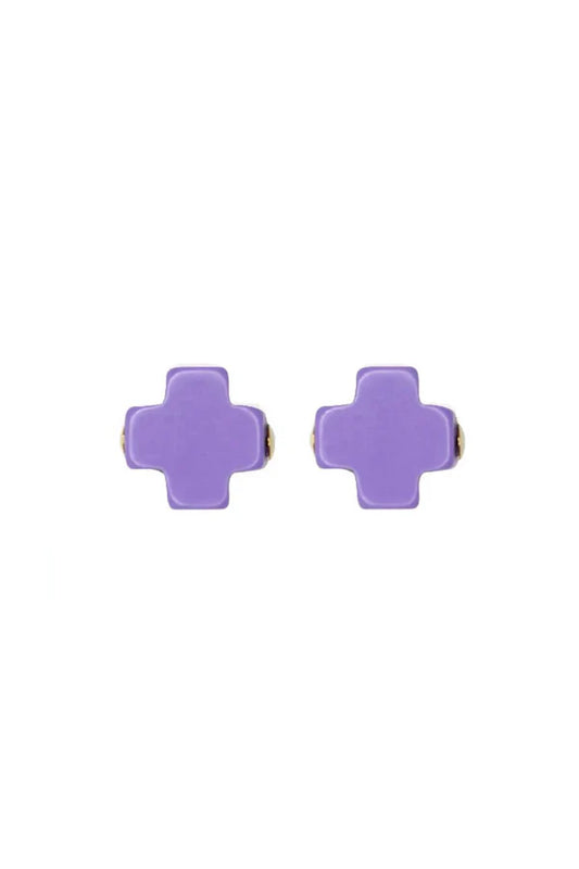 Signature Cross Stud- purple