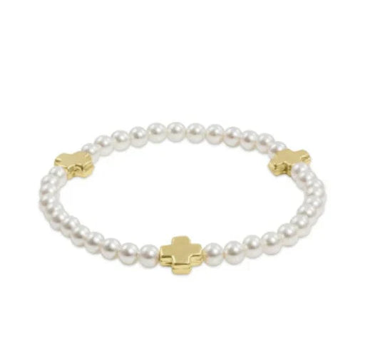 Signature Cross Pearl 4mm gold