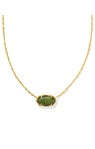 Elisa Bamboo Pendant Necklace-Gold Sage Serpentine