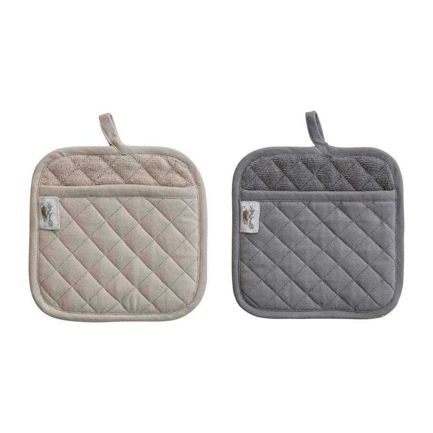 Woven Cotton Quilted Terry Cloth Pot Holder,