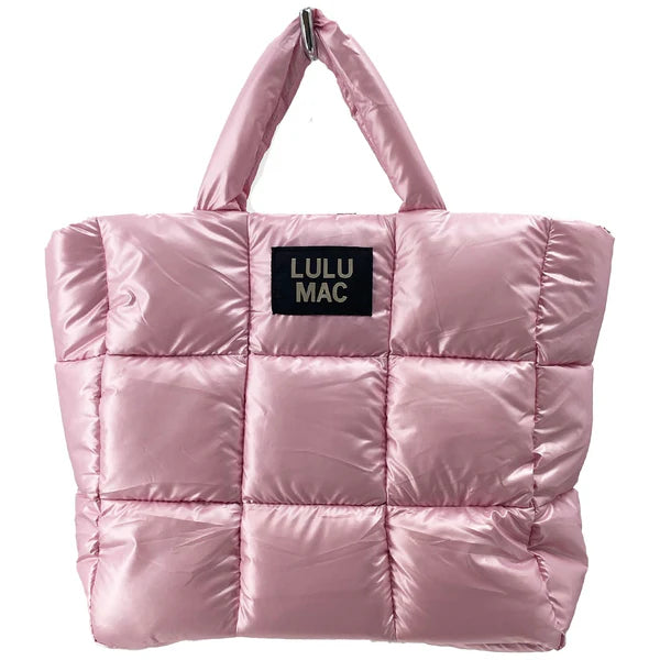Large Puffer Metallic Handbag-Rose Gold