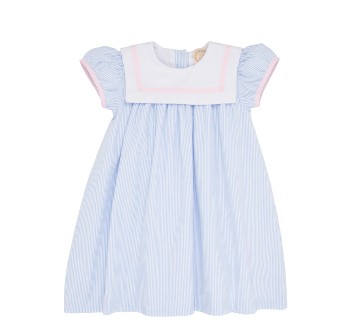 Stewart’s Square Collar Dress - Breakers Blue / Palm Beach Pink