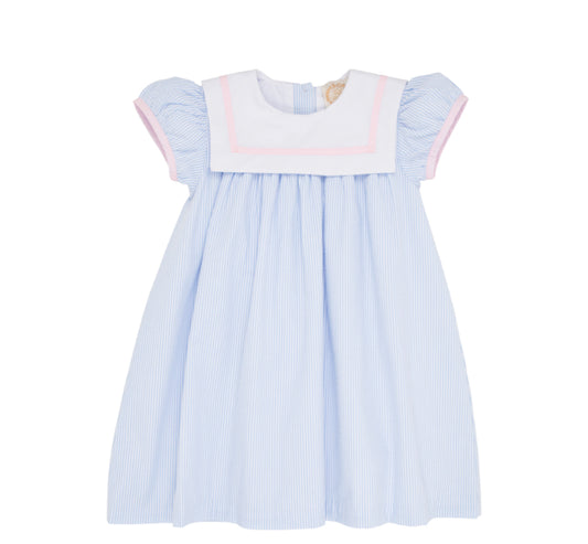 Stewart’s Square Collar Dress - Breakers Blue / Palm Beach Pink