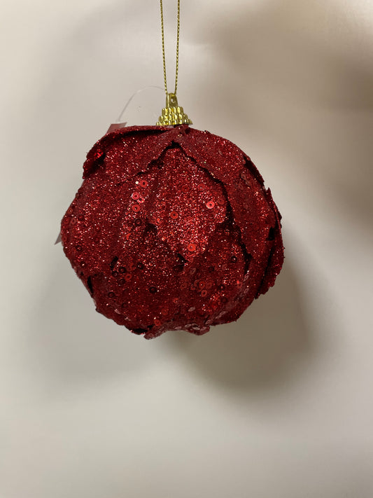 Red Leave Like Glitter Ornament