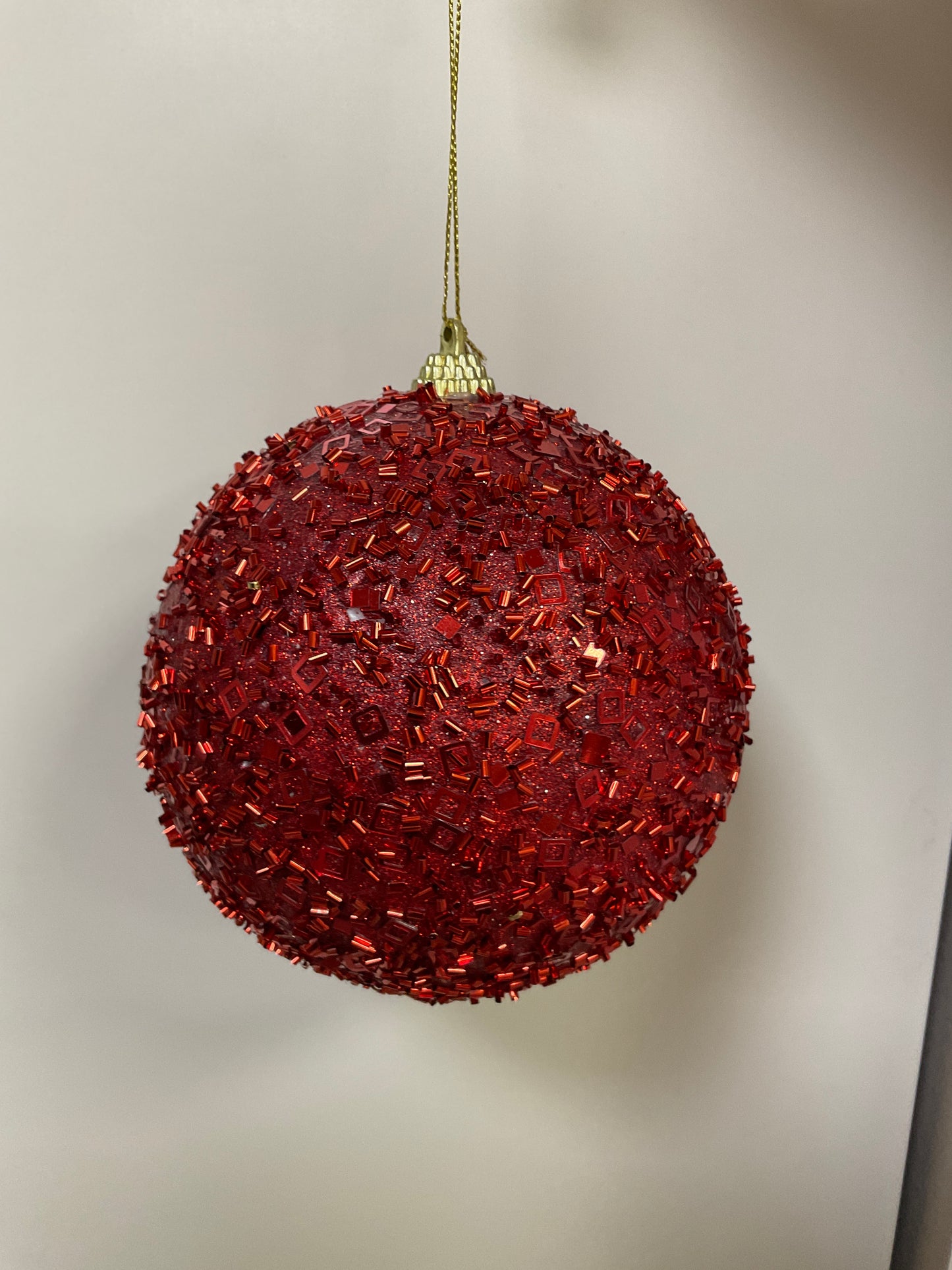 Red Glitter & Bead Ornament