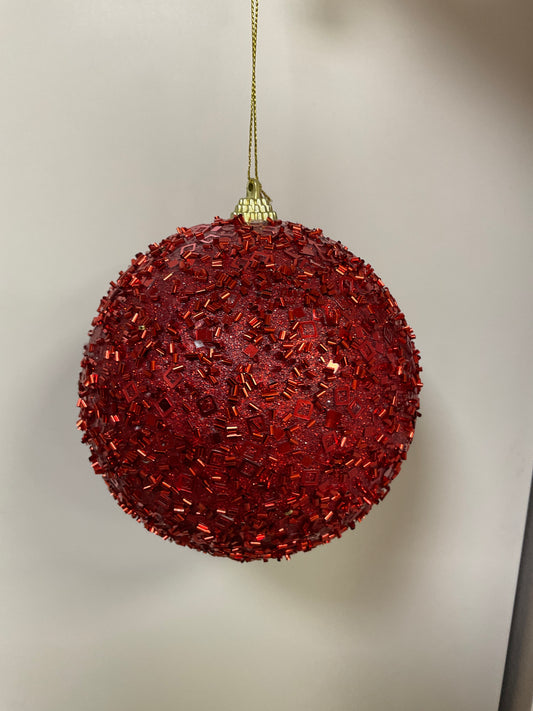 Red Glitter & Bead Ornament