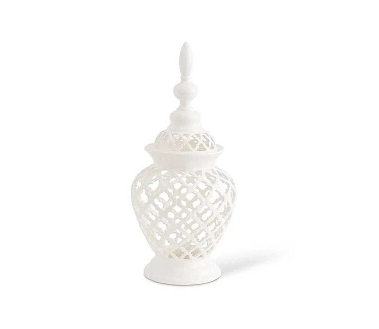 White Ceramic Filigrees Container
