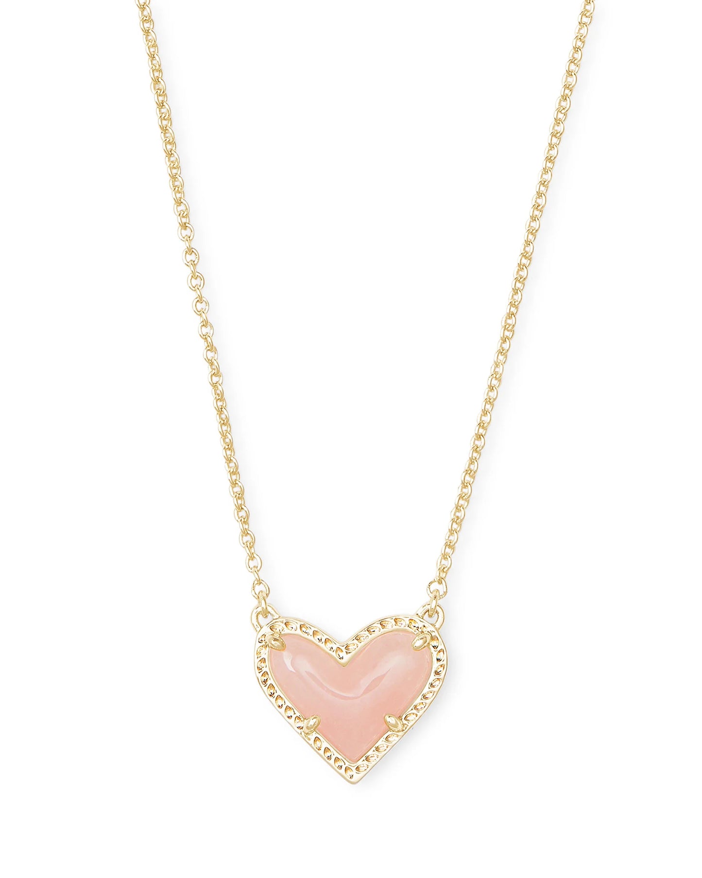 Ari Heart Pendant  - Gold Rose Quartz