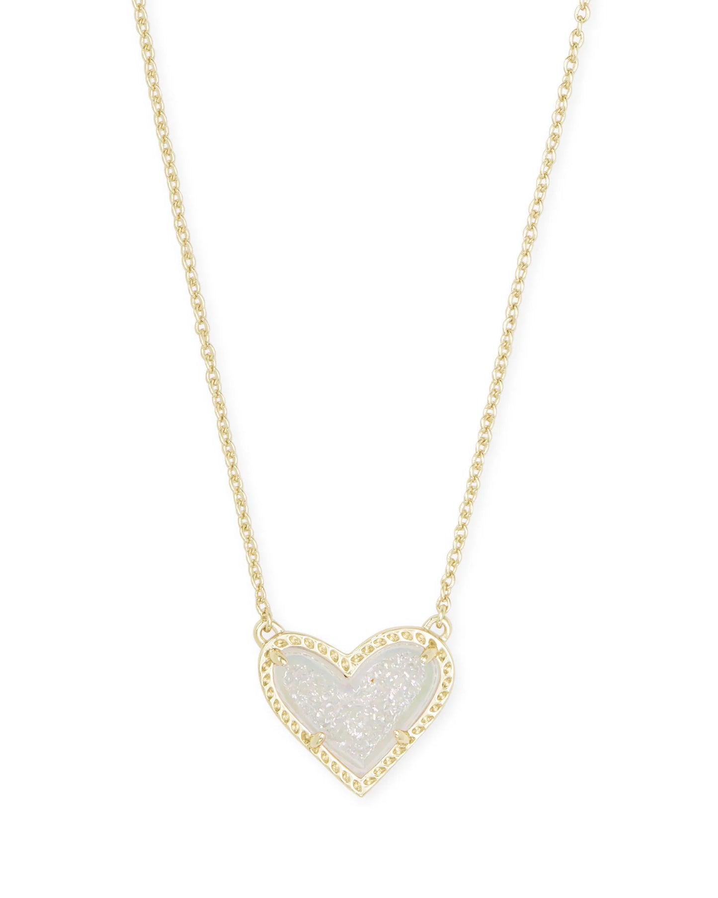 Ari Heart Pendant Gold Iridescent Drusy