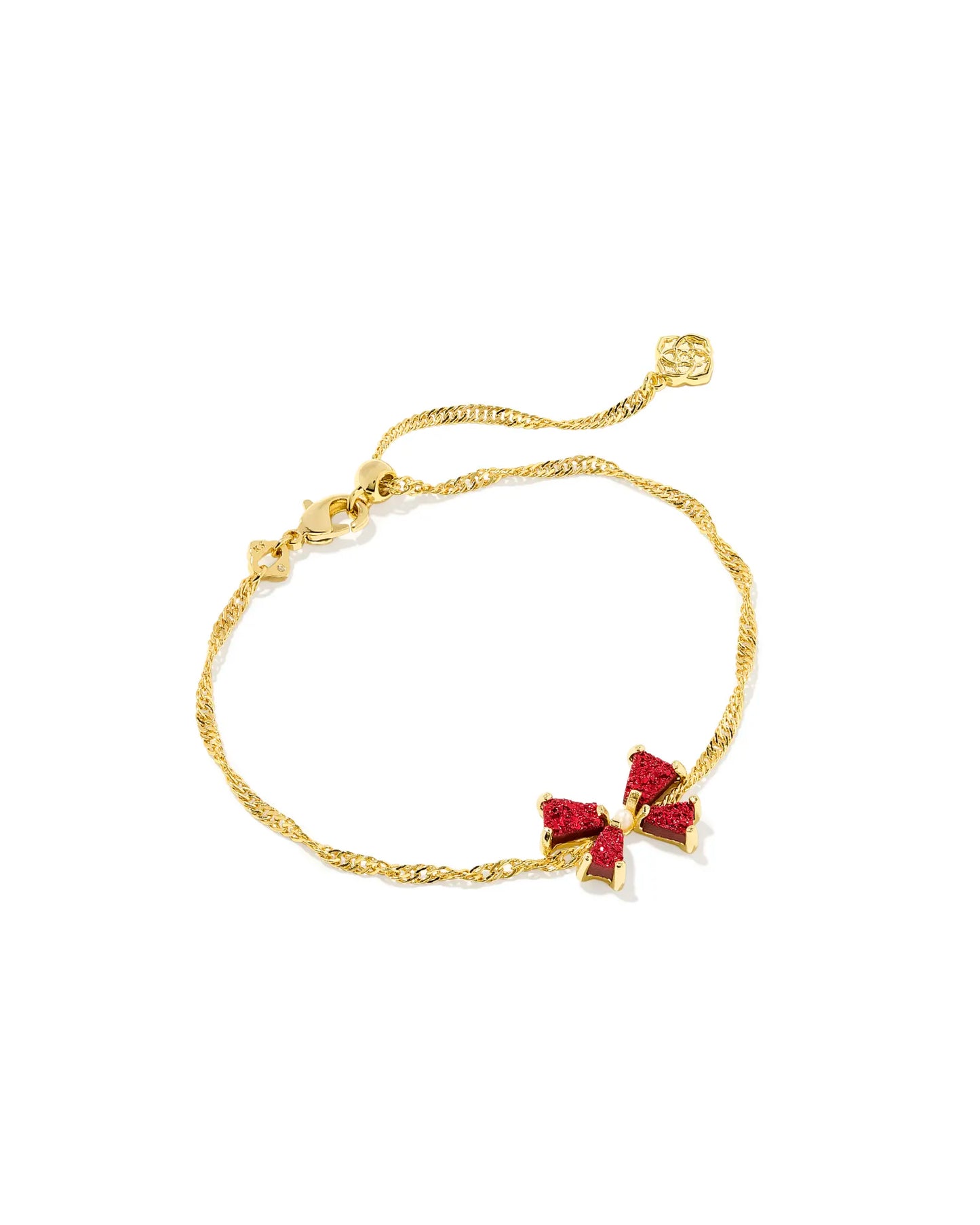 Blair Bow Chain Bracelet Gold Bright Red Drusy