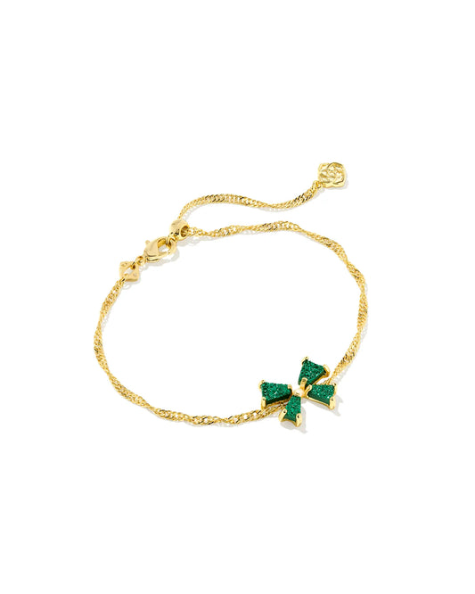 Blair Bow Chain Bracelet Gold Emerald Drusy