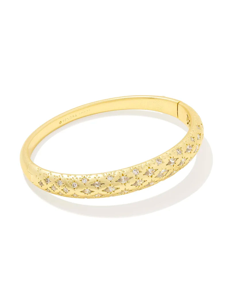 Holland Bangle Bracelet Gold White Crystal - S/M