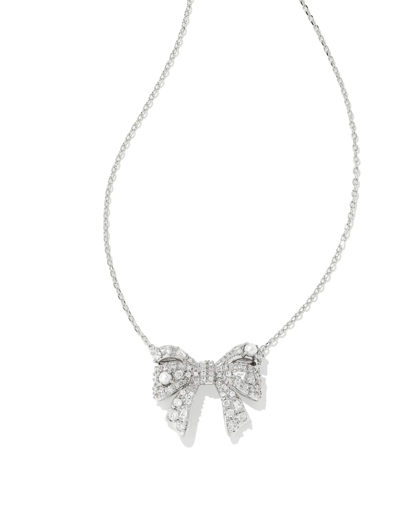 Krista Bow Pendent Necklace RHOD White Mix