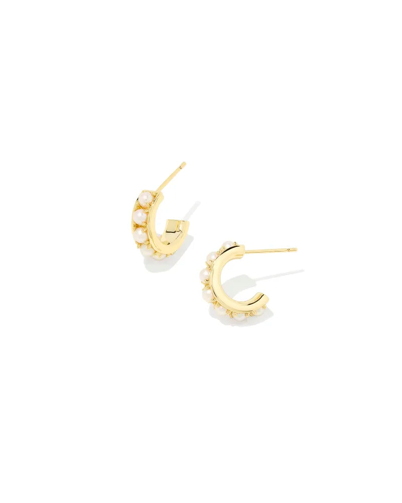 Krista Huggie Earring Gold White Pearl