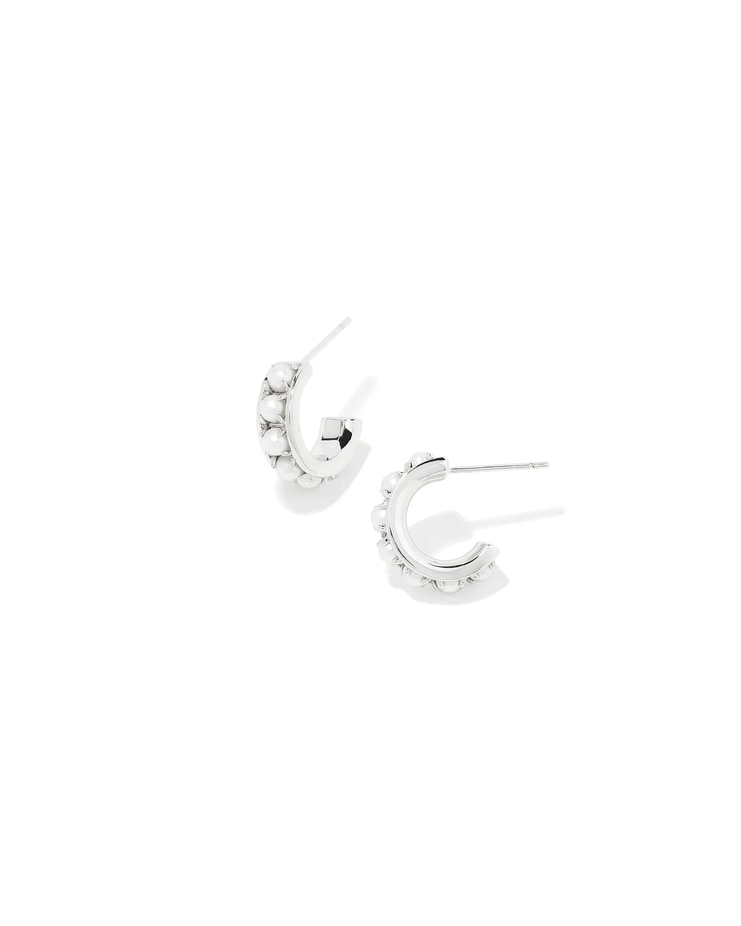 Krista Huggie Earring RHOD  White Pearl