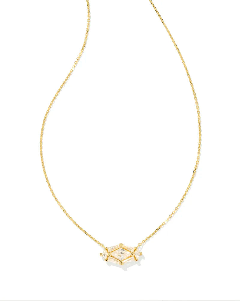 Lindy Rae Elisa Pendent Necklace Gold White Crystal