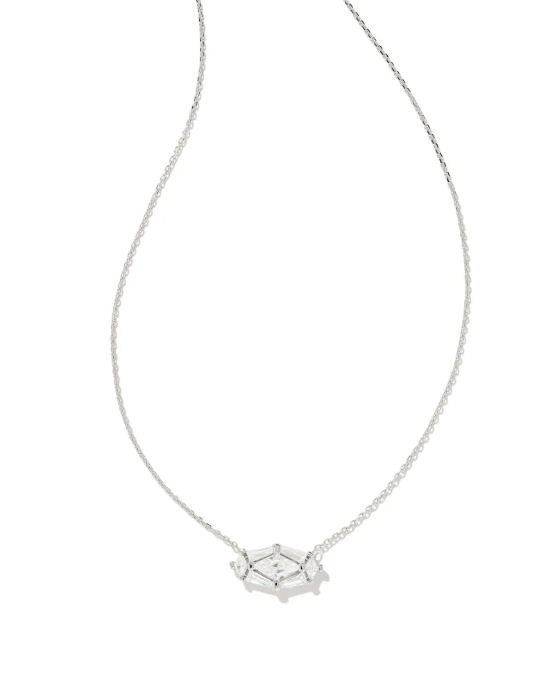 Lindy Rae Elisa Pendent Necklace RHOD White Crystal