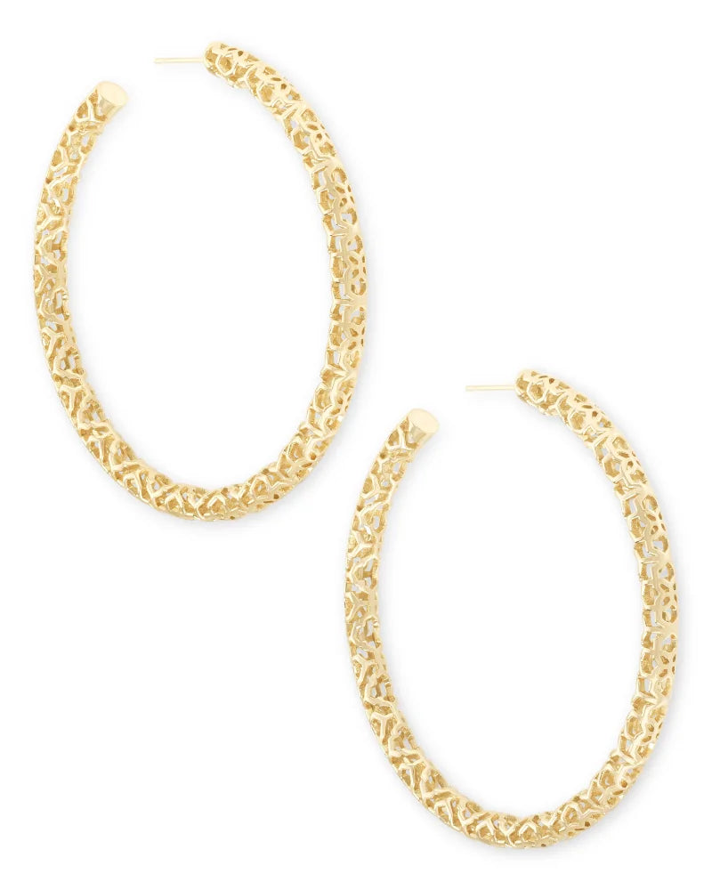 Maggie 1.5" Hoop Earring Gold Filigree