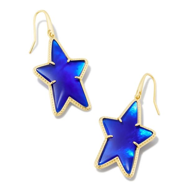 Ada Star Small Drop Earring Gold Cobalt