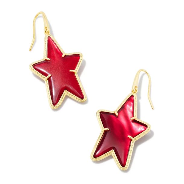 Ada Star Small Drop Earring Gold Red