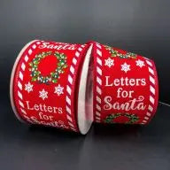 2.5" Letters to Santa Wreath Ribbon