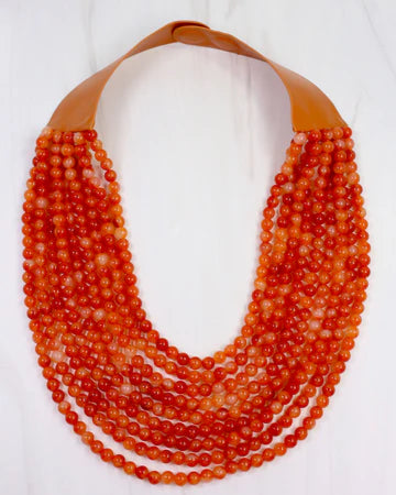 Kalin Beaded Layered Magnetic Necklace Burnt Orange