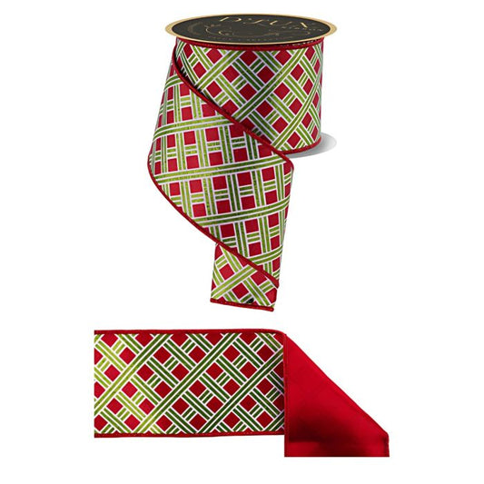 4"X10Yd Woven Stripes/Fused - White/Lime/Red