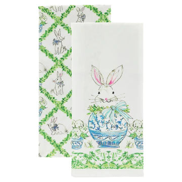 Boxwood Bunny Tea Towels - Set/2