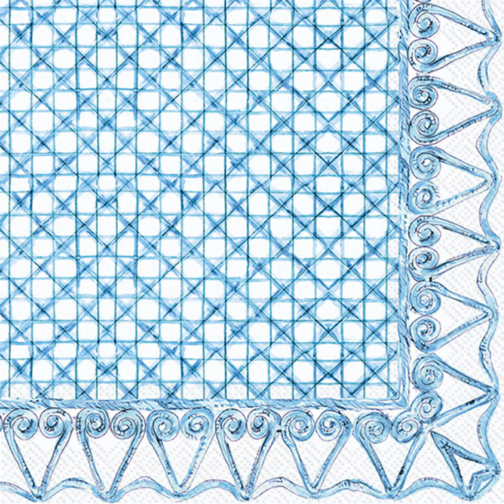 Botanical Cane Cocktail Napkins - Blue