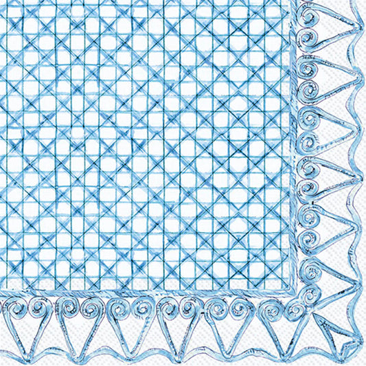 Botanical Cane Cocktail Napkins - Blue