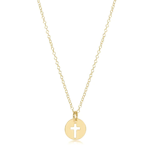 16" Necklace Gold-Bless Sm Gold Disc