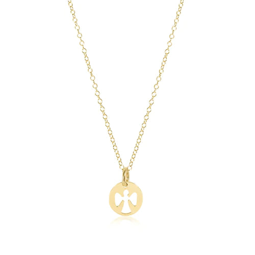 16" Necklace Gold-Guardian Angel SM Gold Disc