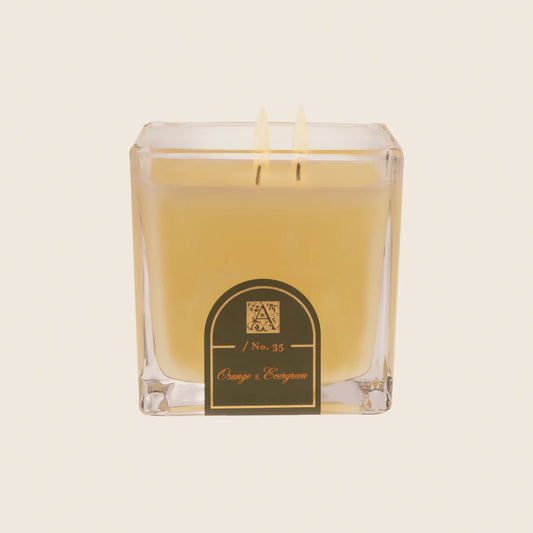 Orange & Evergreen - Cube Glass Candle