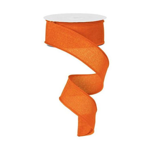 1.5" X 50yd Wired Denim Ribbon - Orange