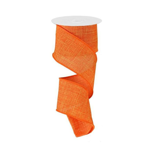 2.5" X 50yd Wired Denim Ribbon - Orange