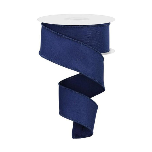 1.5" X 10yd Wired Diagonal Weave Fabric Ribbon - Navy