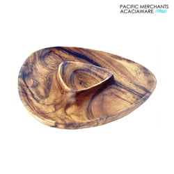 Acaciaware Three-Sided Chip & Dip Tray