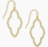 Abbie Small Gold Open Frame Earrings in White Crystal
